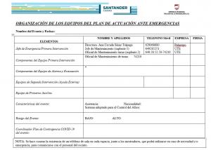 Organisation of emergency plan and events